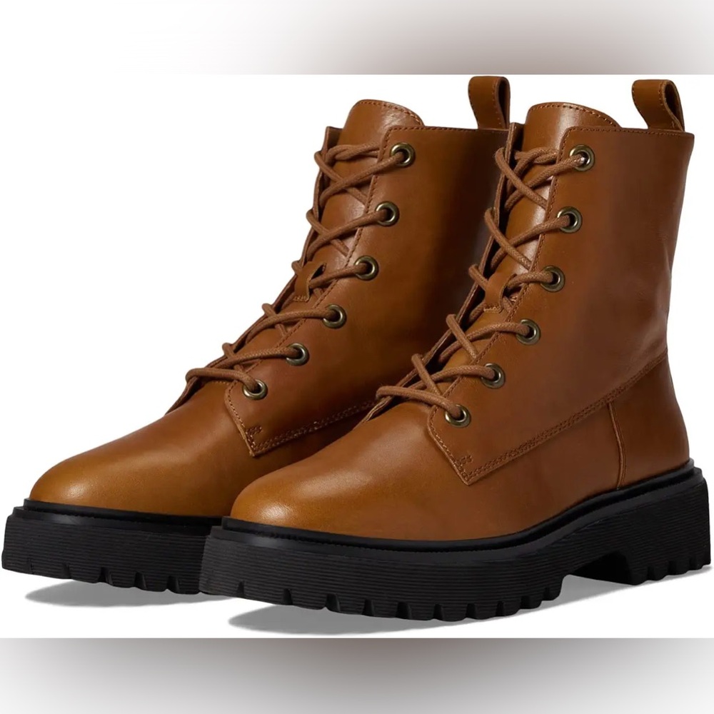 Madewell The Rayna Lace-Up Boot in Leather Size 8